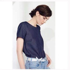 Cuyana Denim Tie Back Top